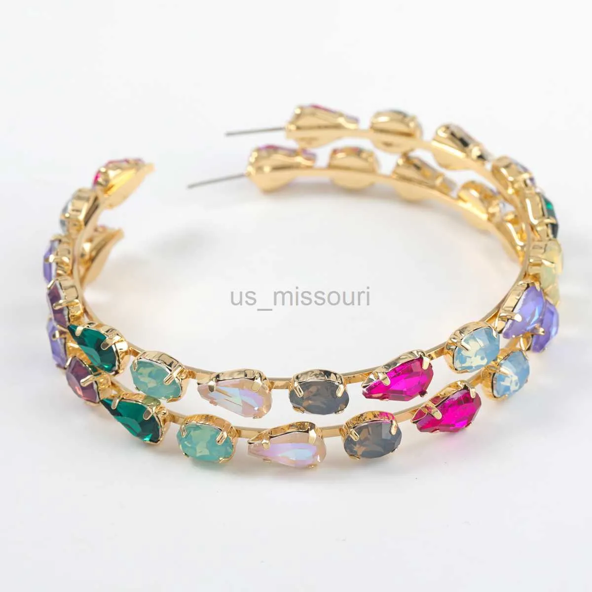 Stud 2021 Overdreven modieuze metalen oorbellen met strass steentjes, bloemmotief, kasteelmotief, glanzende oorringen, statement oorbellen voor dames J230529_voghion.com