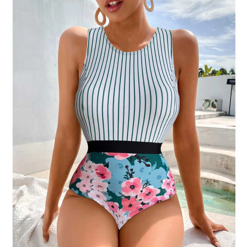 Swim Wear Summer Sexy Floral One-Piece Swimsuits Closed Fa Swimwear Push Up Women's Swim Wear Body Bathing Suit Beach Pool Bather 2022 AA230529