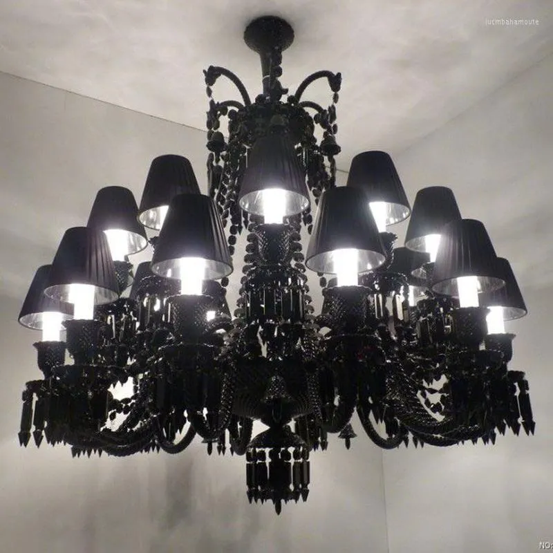 Lustres de lustres europeus lustre de cristal preto salas de jantar preto lâmpada lâmpada de luxo villa sala de estar luzes cristais led iluminação zg8030#