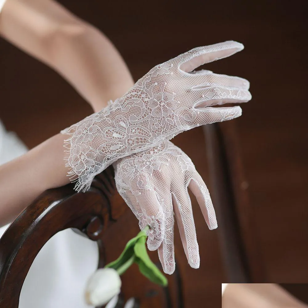 Gants De Mariée St0023A Mariage Court Blanc Haute Qualité Cils Dentelle Robe P Ographie Accessoires Drop Delivery Party Events Dhh1V