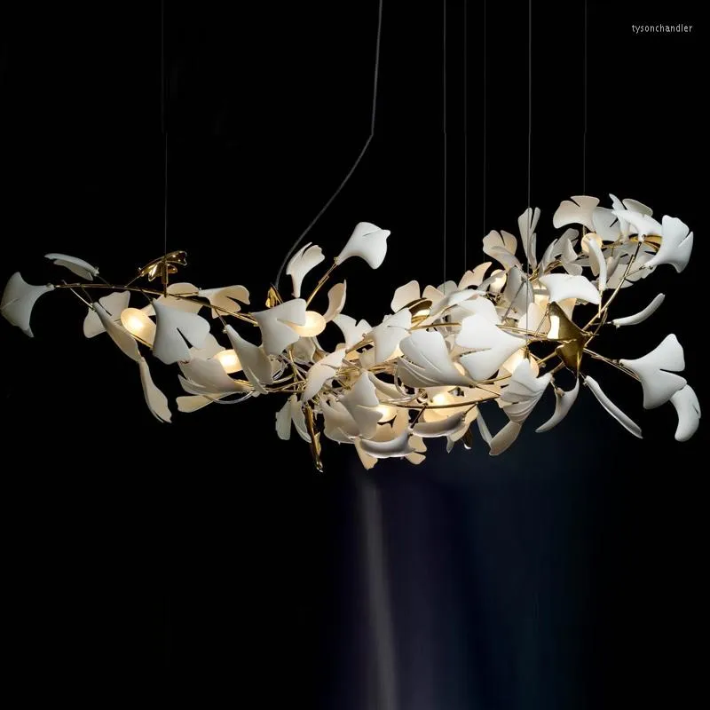 Lustres Designer Lustre En Céramique Lumière Ginkgo Feuilles Décor À La Maison Créatif Pour Magasin De Vêtements El Hall