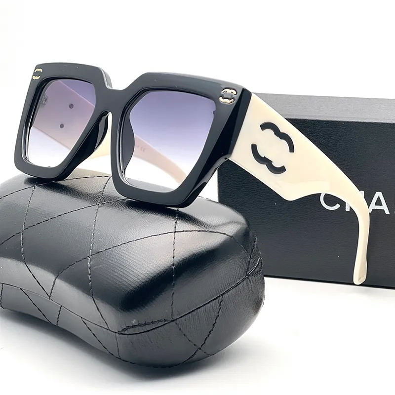designer sunglasses for women channel mens sunglasses Multi color patchwork square frame summer polarized sun glasses with wide eyeglass legs with box