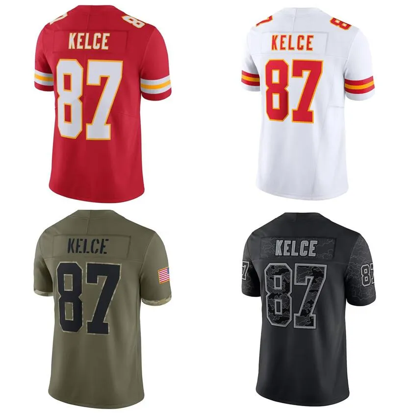 Maillots de football cousus 87 Travis Kelce Hommes Femmes Jeunes S-3X maillot orange noir blanc