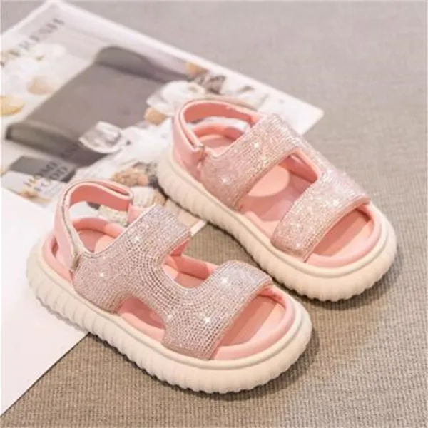 Summer Girls' Sandals New Children's Soft and Non slip Shoes Elegant and Comfortable Water Diamond Princess Shoes size26-35