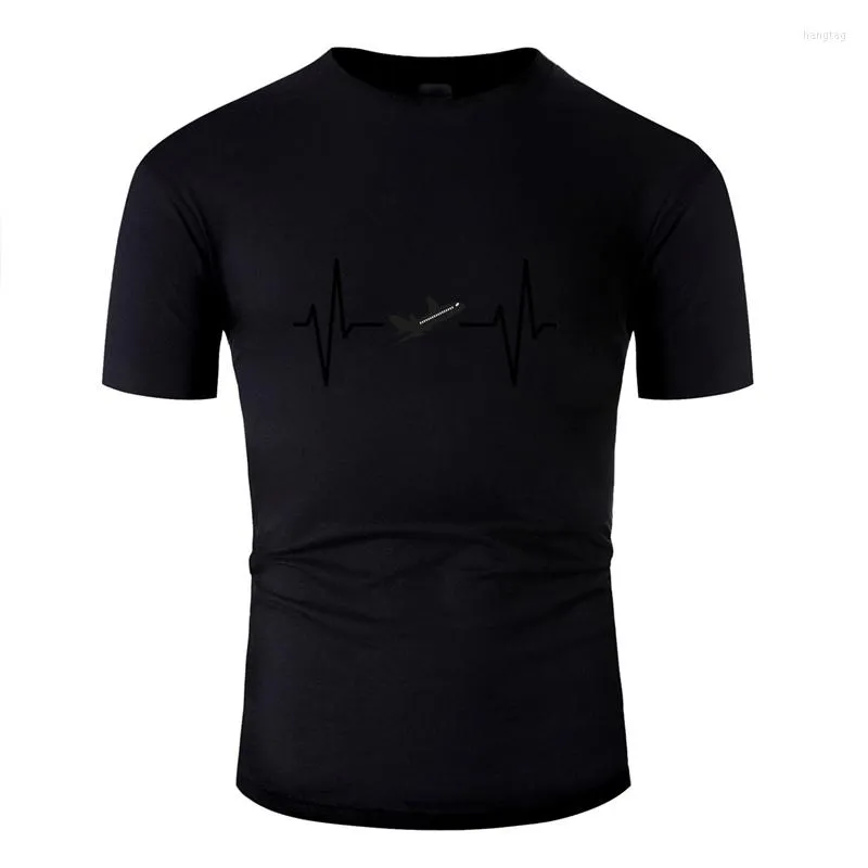 Magliette da uomo Maglietta Uomo Cotone Famoso Comico Battito cardiaco Aereo Aereo Ekg Regalo Magliette O-Collo Camicia tinta unita Camisas