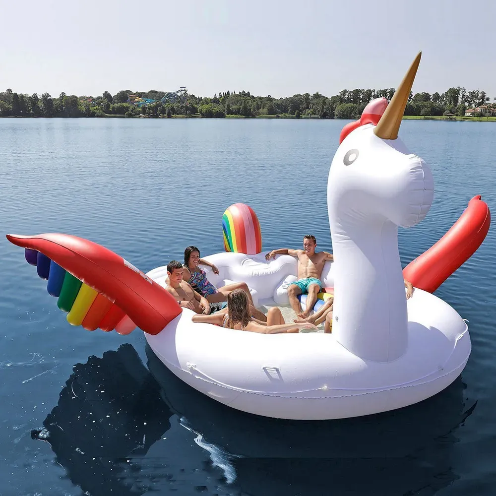 Save Big on Bulk Unicorn Floating Island Big Pool Float: Extra Large  Inflatable Island For People, Rainbow Unicorn Flamingo Design,  Perfect For