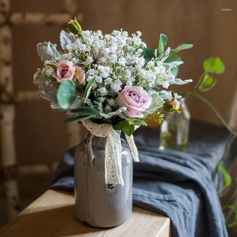 Vaser Juhan Lanta Designer Bouquet Elegant Fresh Floral Set Starry Sky Bridal Decoration Gift