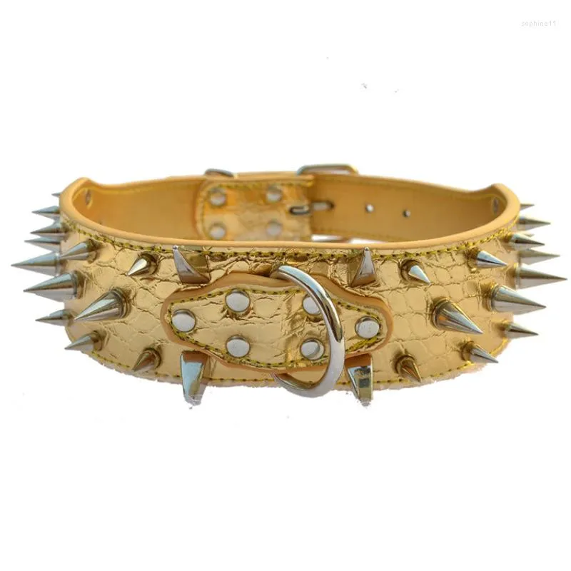 Spike Alloy Leather Dog Collar Wolf Teeth Rivet Neck Chain for Pet