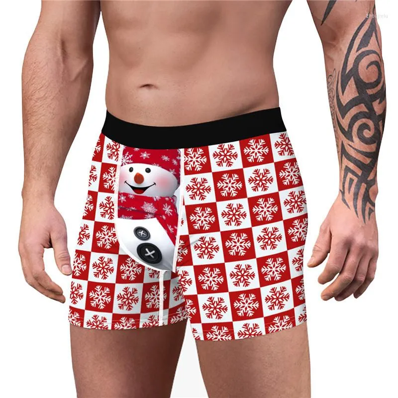 Calzoncillos b xer de Navidad para hombre calzoncillos navide os ropa interior hilarante calzoncillos b xer de vacaciones con estampado de copos de