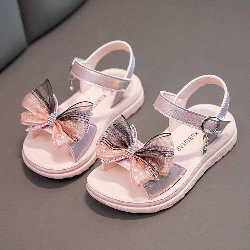 Sandales Sandales Nouvelles sandales d'été nœud papillon enfants chaussures filles sandales bébé fête princesse doux chaussures de plage enfants fille sandales