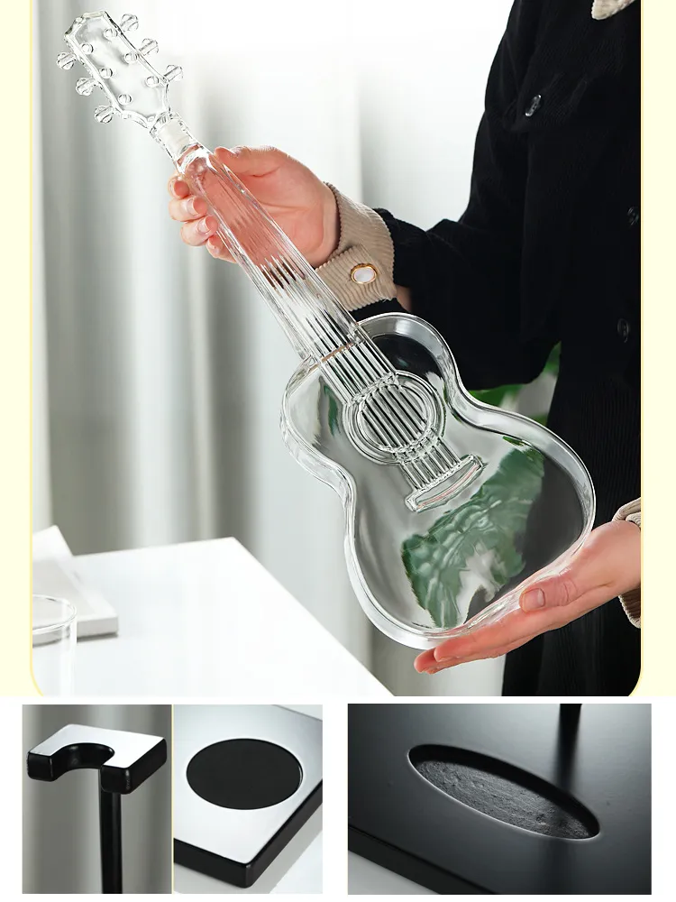 Carafe à Whisky En Forme De Guitare - Verre Borosilicate 300 Ml - Décoration Bar Thème Musique - Cadeau Original