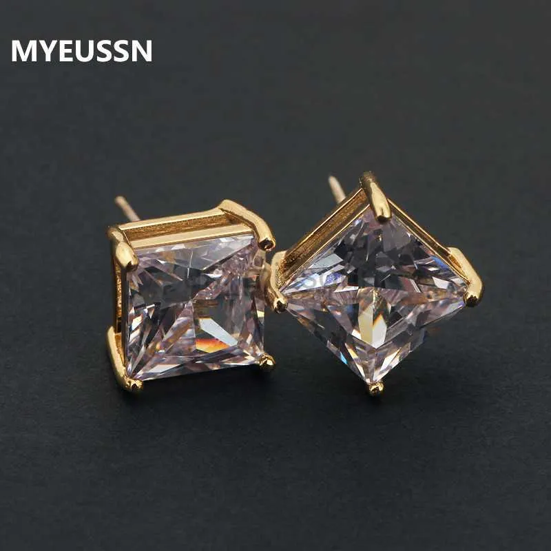 Stud Classic Square Cubic Zirconia Stud -oorbellen voor mannen Kleine CZ Crystal Women Studs Ear voor feestheren oorbellen Hip Hop Jewelry J230529