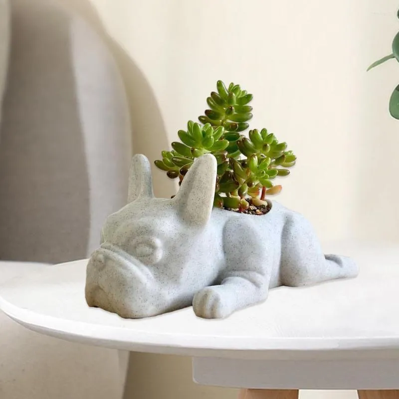 Reusable Dog Shaped Resin Plant Pot For Desktop Decoration And Yard