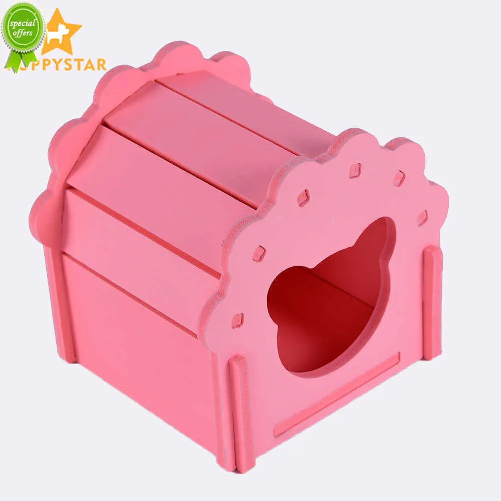 New Solid Wood Hamster House Cute Pink Rat Houses Hamster Cage House For Small Guinea Pig Cavies Ferret Squirrel Pet Products ZG0001