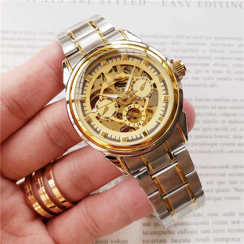 最高品質のメンズファッションデザイナー自動時計ステンレススチールケース防水ファッション腕時計