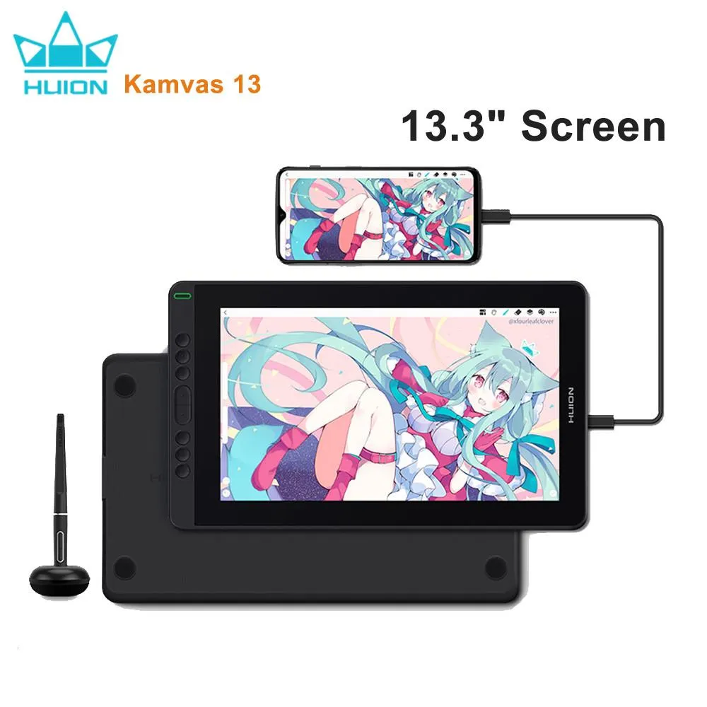 Tablets Huion Kamvas 13 Monitor de tablet gráfico 120%SRGB Batteryfree Pen Display Desenho Monitor 8192 Níveis caneta com as chaves expressas