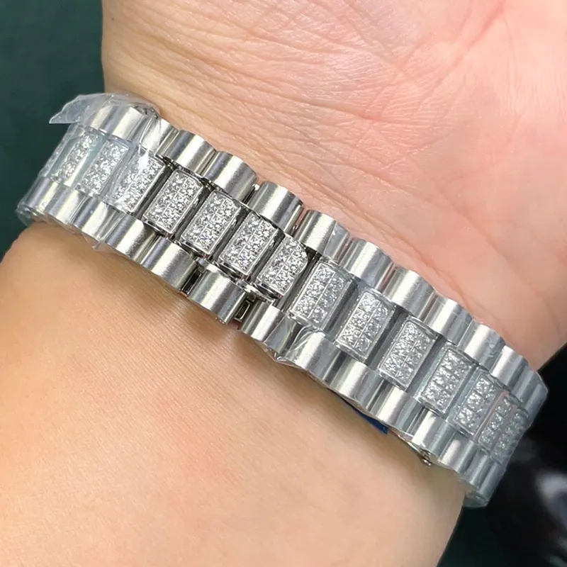 Relógio automático com diamante masculino relógios mecânicos automáticos 40mm safira luminosa feminina pulseira de aço cravejado de diamantes à prova d'água Montre de Luxe L
