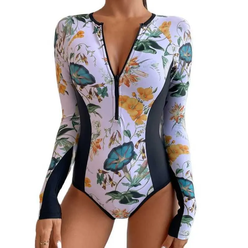 Zwemkleding uit één stuk zwempak voor sportsurfen Lange Seve zwemkleding 2022 Nieuwe dameslichaam Bodysuit Zwemmen Badkleding Strandkleding Pool Bather AA230529