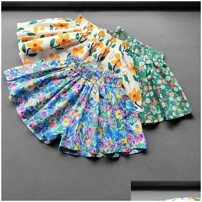 Shorts Baby Girls Flower Cottes Summer Sweet Fashionable Childrens Floral Wide Leg Kids Mini 230524 Drop Delivery Maternity Clothing Dh8Gk