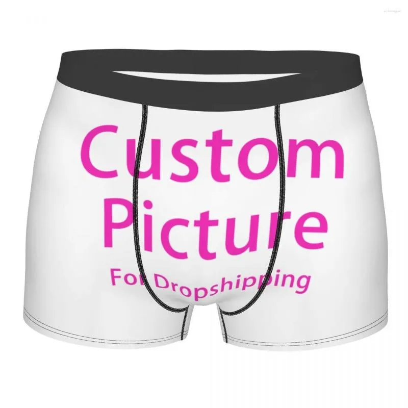 Caleçon Homme Mode Personnalisé Personnalisé Po Logo Sous-Vêtements Personnalisé DIY Imprimer Boxer Briefs Doux Shorts Culottes