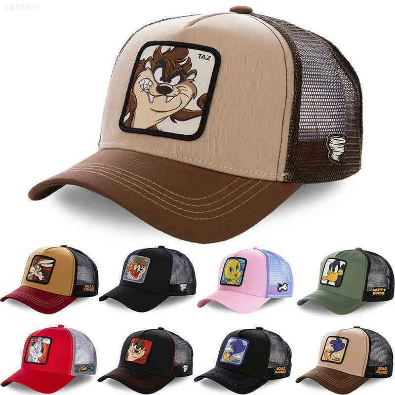 Gorras de béisbol gorra de béisbol Daffy Coyote malla Snapback Taz Road Bunny béisbol ajustable mujeres hombres Anime dibujos animados sombrero losa Dropshipping g 7A7P