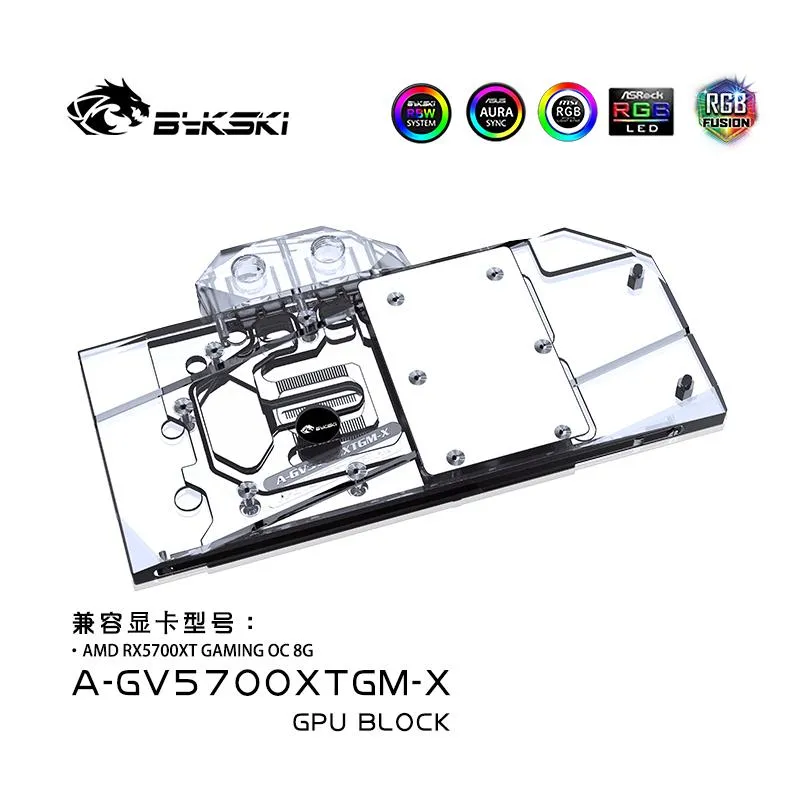 Chłodzenie BYKSKI BLOK WODY Zastosowanie dla Gigabyte Radeon RX5700XT Gaming OC 8G / Pełna pokrywa miedziana chłodnica / RGB Synchronizacja światła AGV5700XTGMXV2