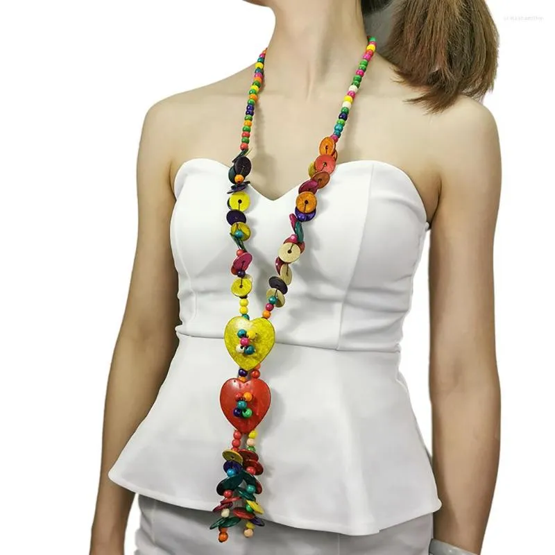 Coloured wooden bead necklace online