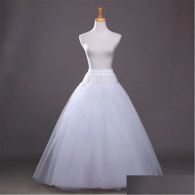 Petticoats QCS0003A外国貿易4レイヤーボンレスハードガーゼウェディングドレススカートサポートノーループMtilayer Puffy Underskirt Length 95 DHFVP