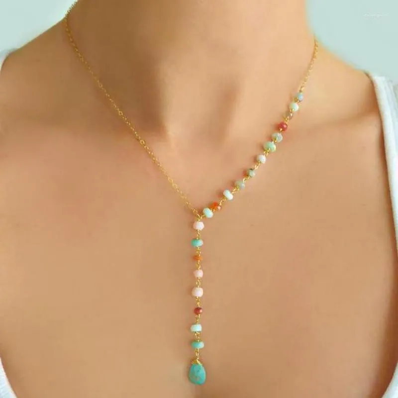 Chaînes Bohême Collier Perles Bijoux Femmes Y Pendentif Sur Le Cou Ras Du Cou Or Argent Couleur Collier Long Boho Plage