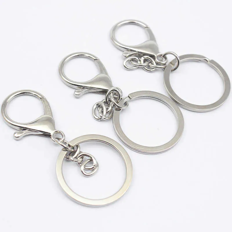 Nyckelringar 5 stycken/batch silverpläterad metall tomt split fraktal nyckelhållare ring kvinnors diy nyckelchain tillbehör G230526