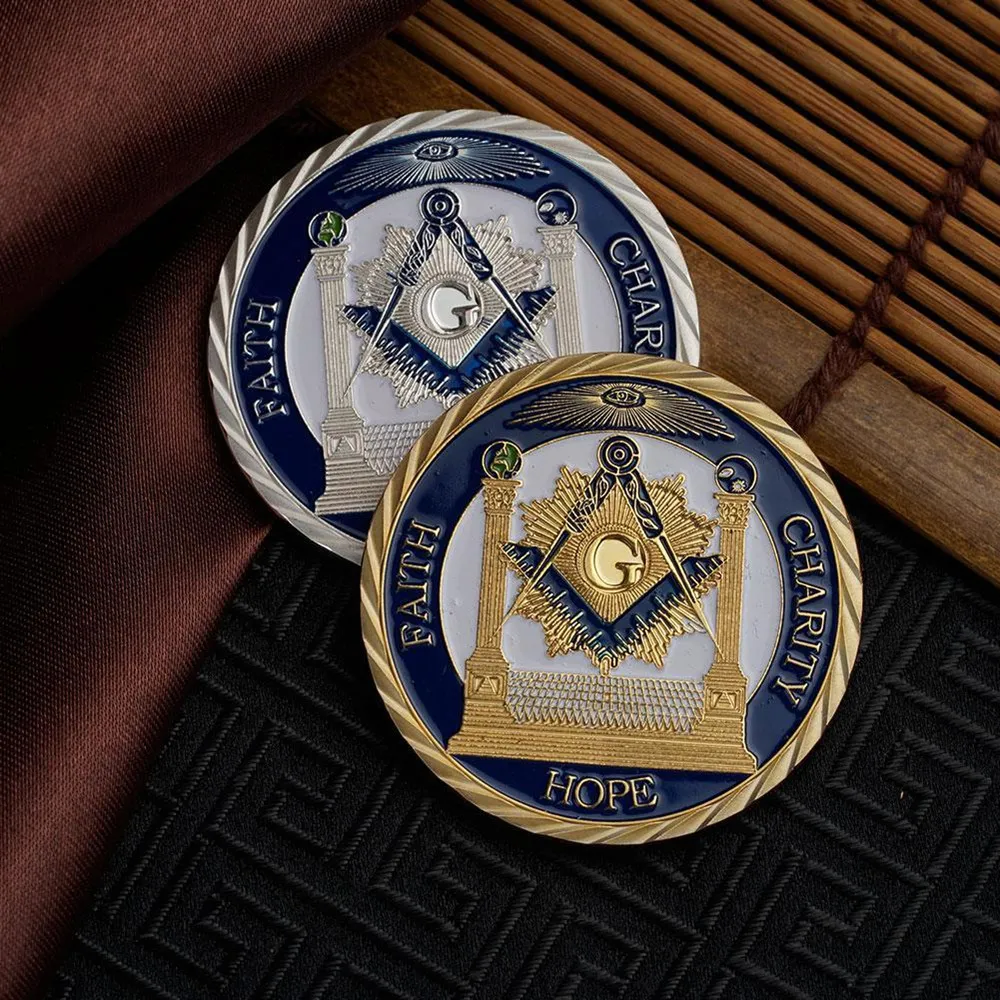 Masonic Freemason Freemasonry Faith Charity Challenge Coin Commemorative Coin Collect