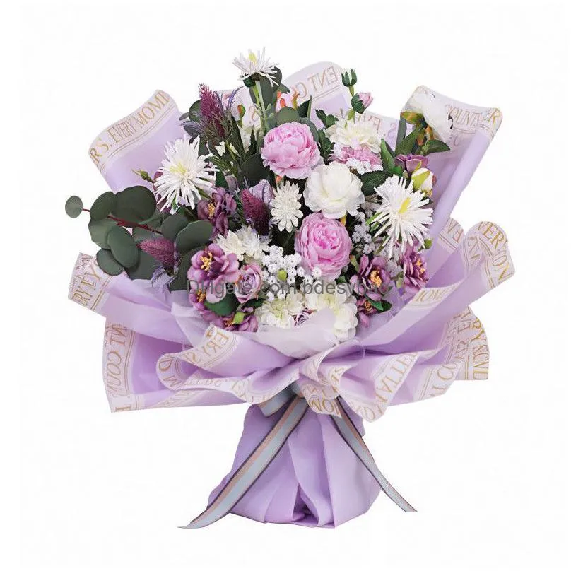 20pcs/lot flower bouquet wrap paper korean style color waterproof alphabet rim flower wrapping paper 58x58cm