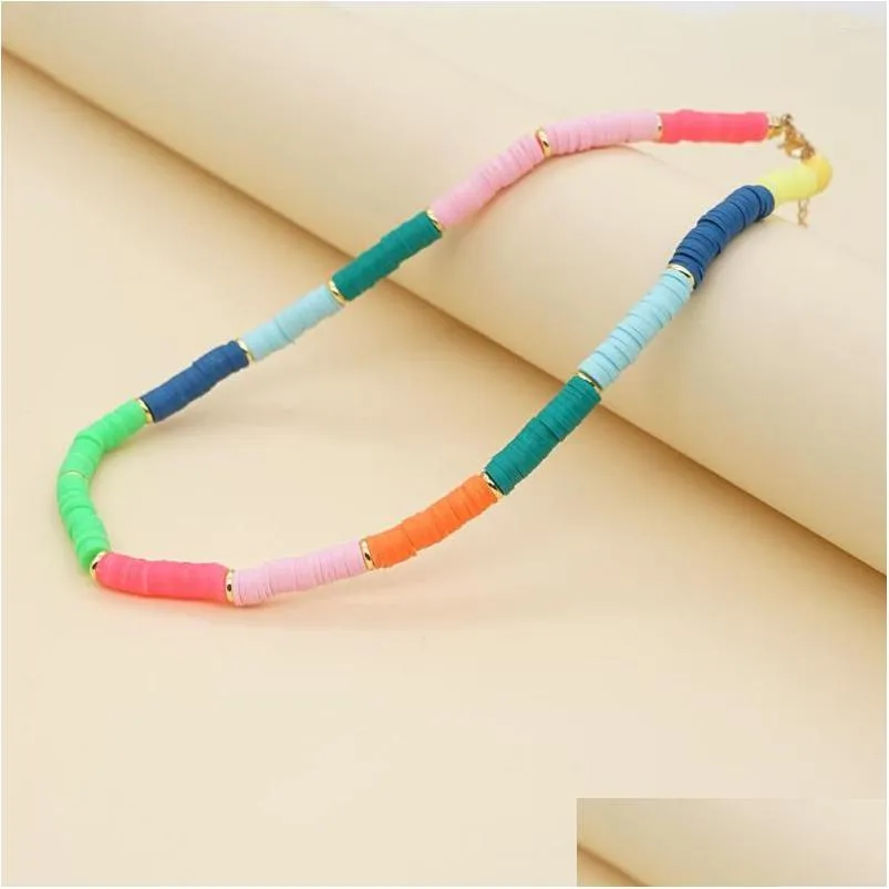 Chokers Choker go2boho minimalistyczny koralikowy naszyjnik kolorf moda biżuteria blok kolorów heishi dysk boho dla kobiet biżuteria upuszcza dh7er