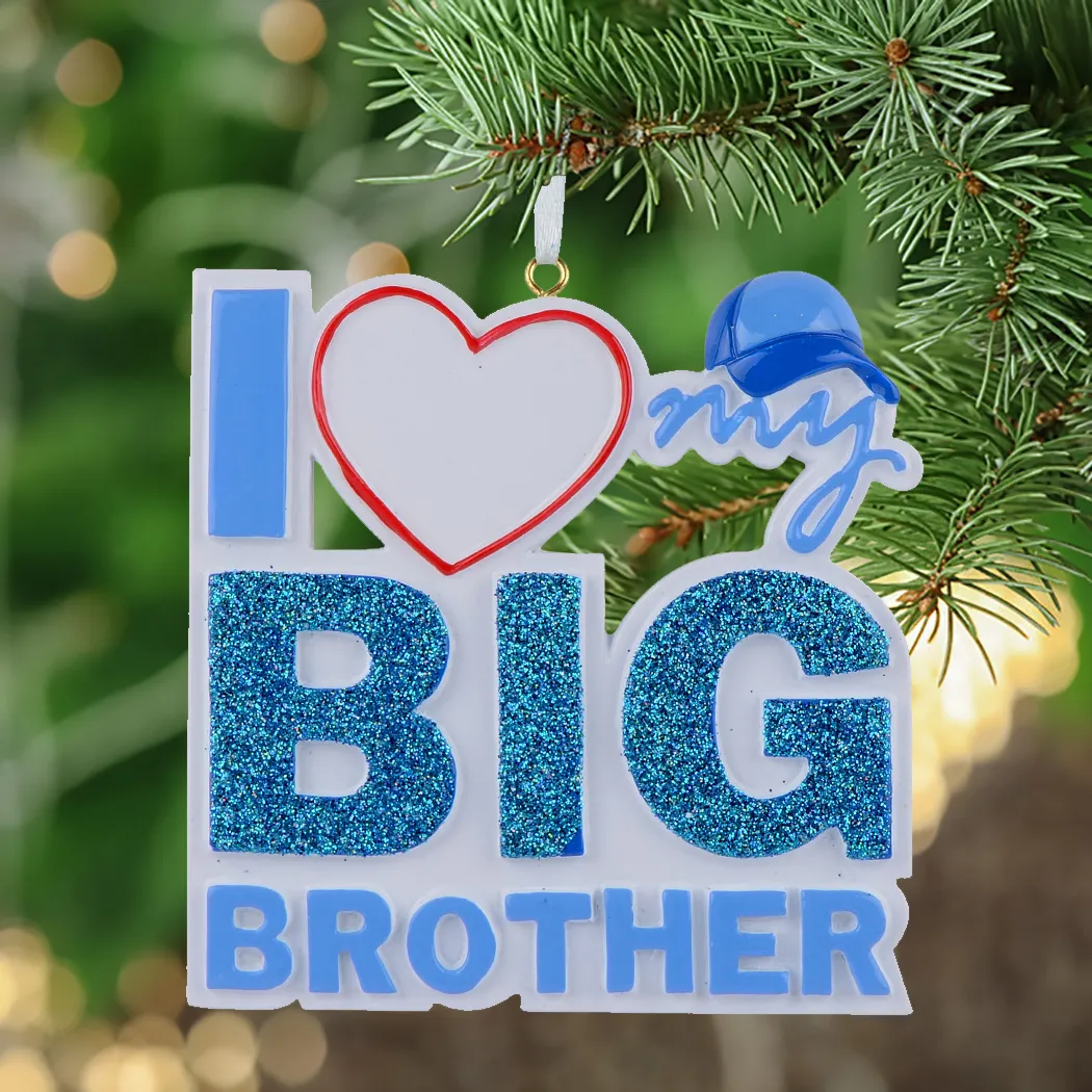 Maxora I Love My Big Brother Sister Baby 1st Polyresin Glitter Ornamento per albero di Natale Regali personalizzati per la decorazione della casa delle feste