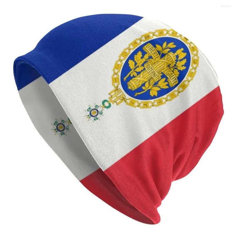 Bérets personnalisé drapeau français et emblème Slouchy Beanie chapeau hommes femmes Hippie tricot Skullies bonnets casquettes pour le Ski d'hiver