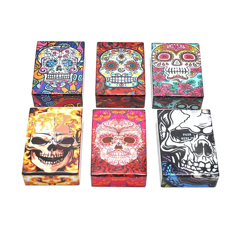 Colorful Smoking Skull Ghost Head Pattern Plastic Cigarette Stash Case with  Automatic Spring Flip Cover from Dhgate Cigarette Cases