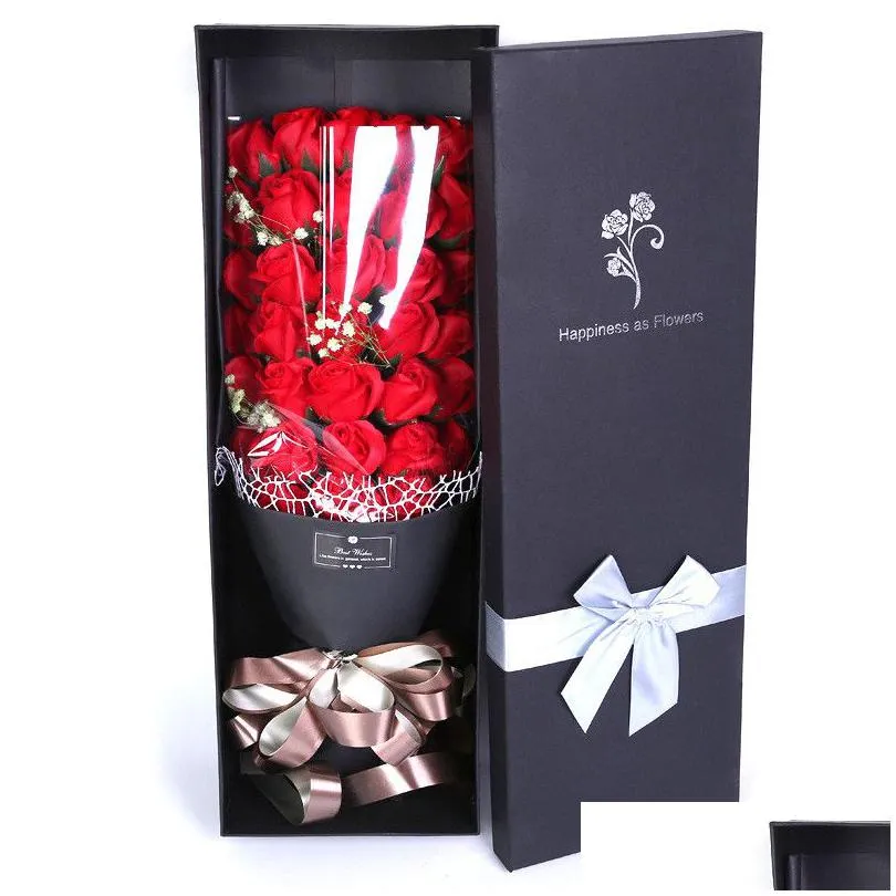 Couronnes De Fleurs Décoratives À La Main Rose Bouquet Savon Fleur Saint Valentin Noël Mère Cadeau Année Artificielle Drop Delivery Hom Dhpcb