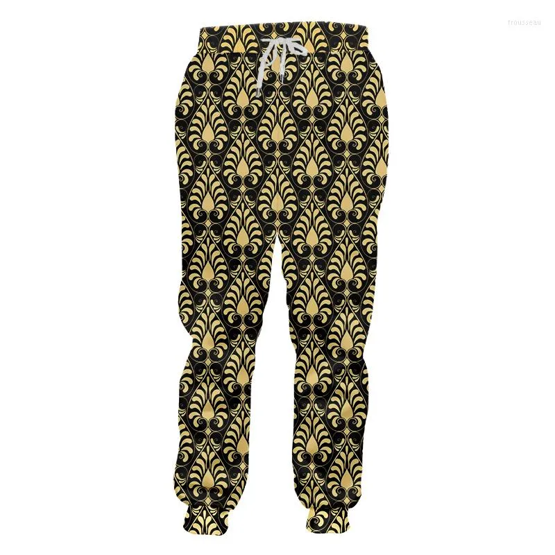 Мужские брюки IFPD Роскошная мода мужская золотая цепочка 3D -печать jogger homme Королевский барокко плюс размер. Собственная спортивная одежда пробегает пробежек