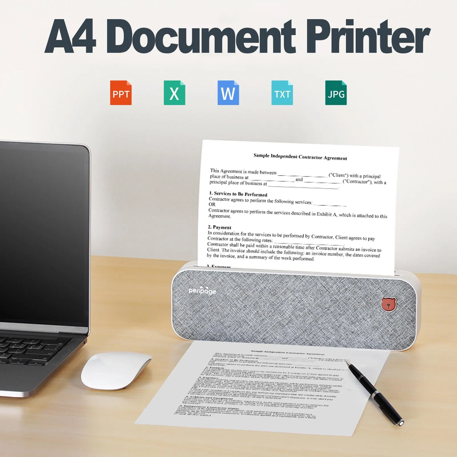 Drucker Peripage A4 Papierdrucker Direkter thermischer USB -BT -Übertragungsübertragungsübertragungsabstecher Mini Mobile Photo Drucker Support Android iOS