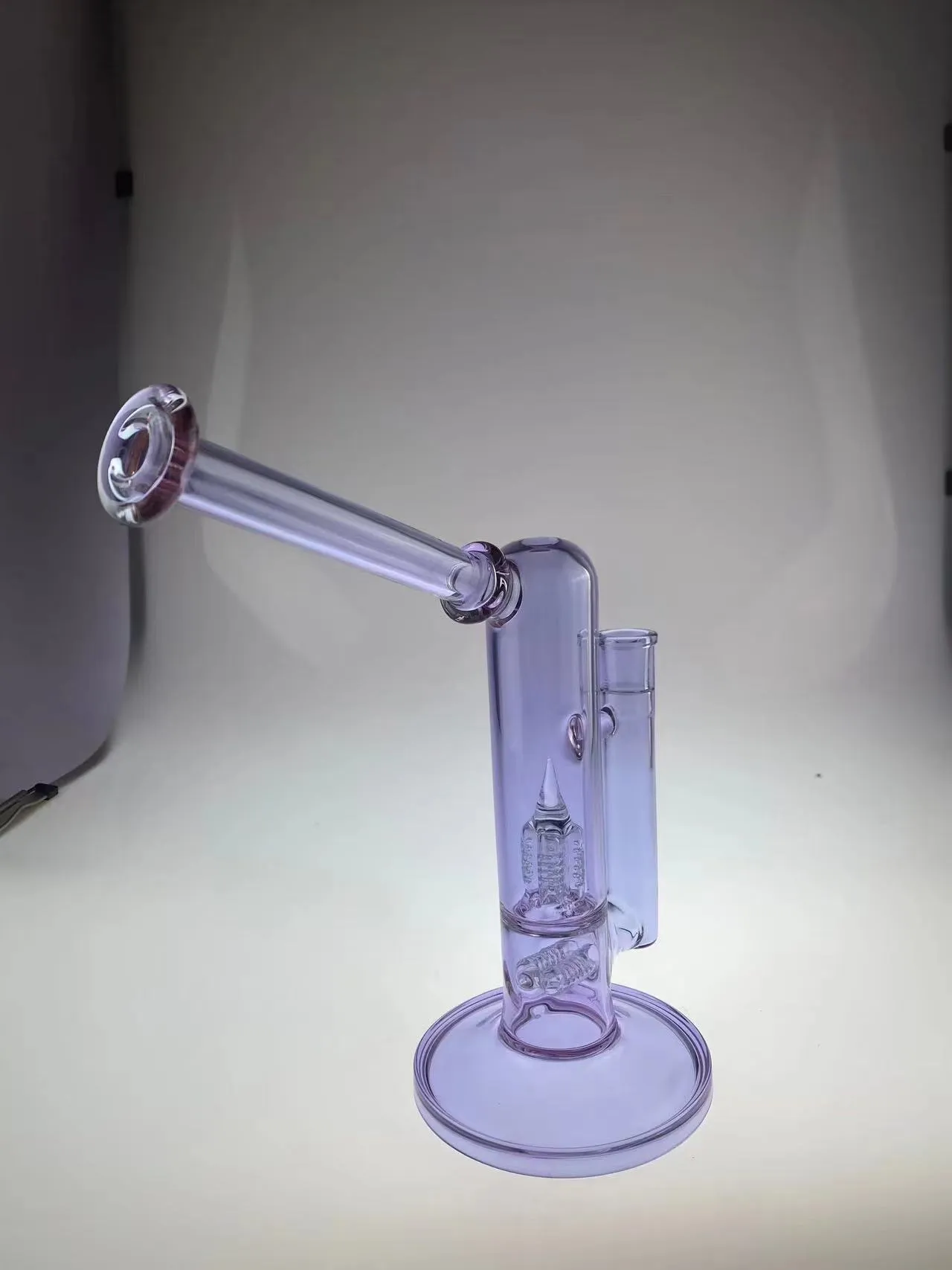 narguilé fumer des pipes en verre bong violet cfl cou plié 10 pouces 18mm joint