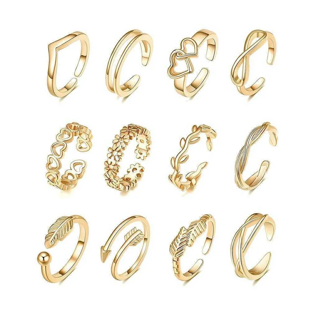 Adjustable Open Summer Foot Jewelry Foot Finger Ring Toe Rings Set Knuckle  Ring | eBay