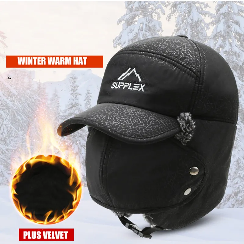 Czapki na zewnątrz moda zimowa czapka termiczna bombowca mężczyźni twarz ochrona ucha wiatroodporność ciepła czapka narciarska na zewnątrz oraz aksamitne zagęszczenie tata Hats A195 230526