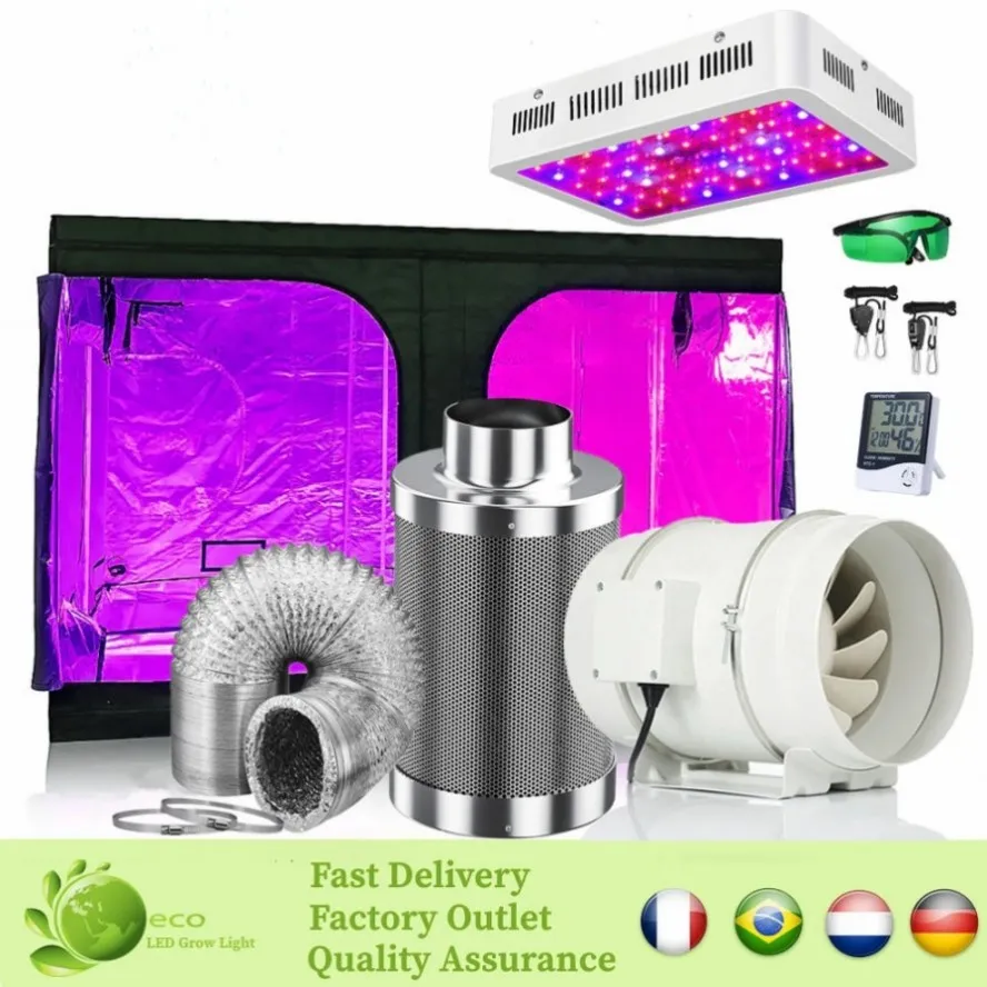 Green Hydroponics Led Grow Tent Kit Set For Indoor Plant Gardening Grow