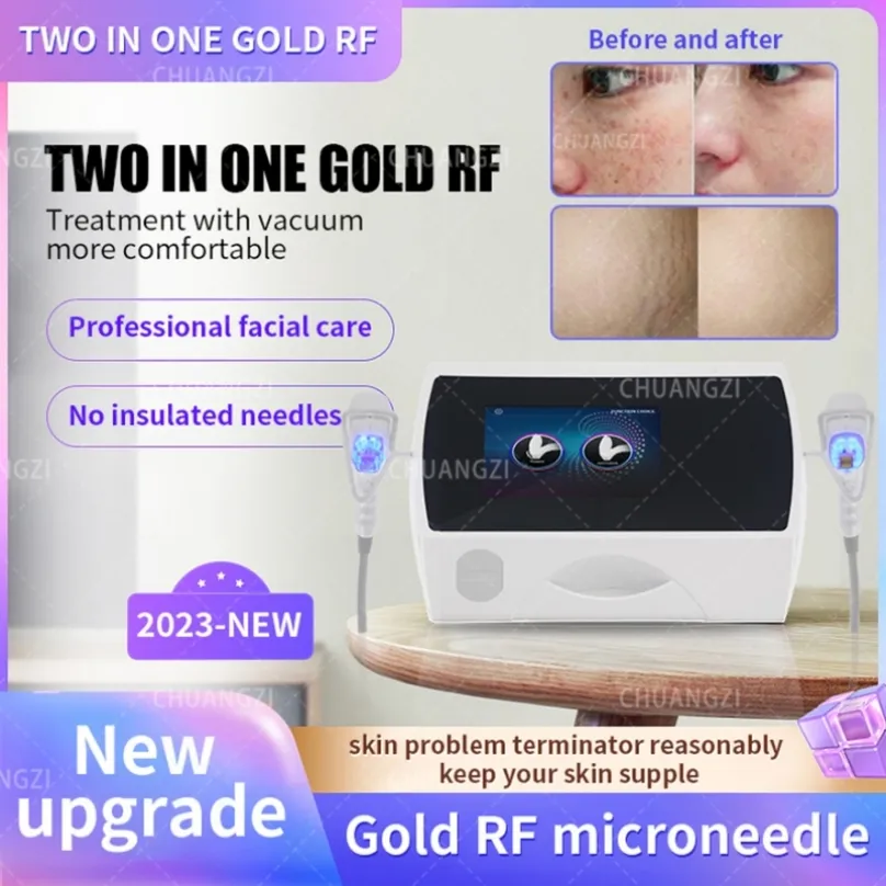 Skönhetsartiklar Hot Ny fraktionerad guldplatta RF Microneedle Machine för akne ärr Stretch Marks Borttagningsbehandling CE -certifiering