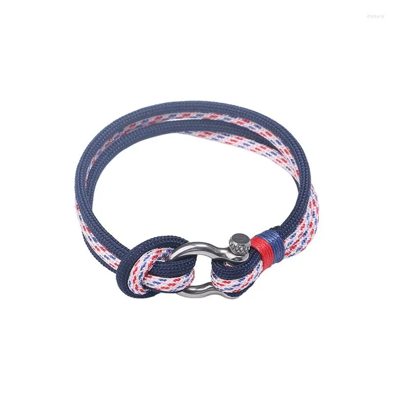 Link Bracelets Jewelry Men Charm Chain Fashion Colored Leather Rope Naval Wind Bangle Trendy Bracelet Beautiful Brand