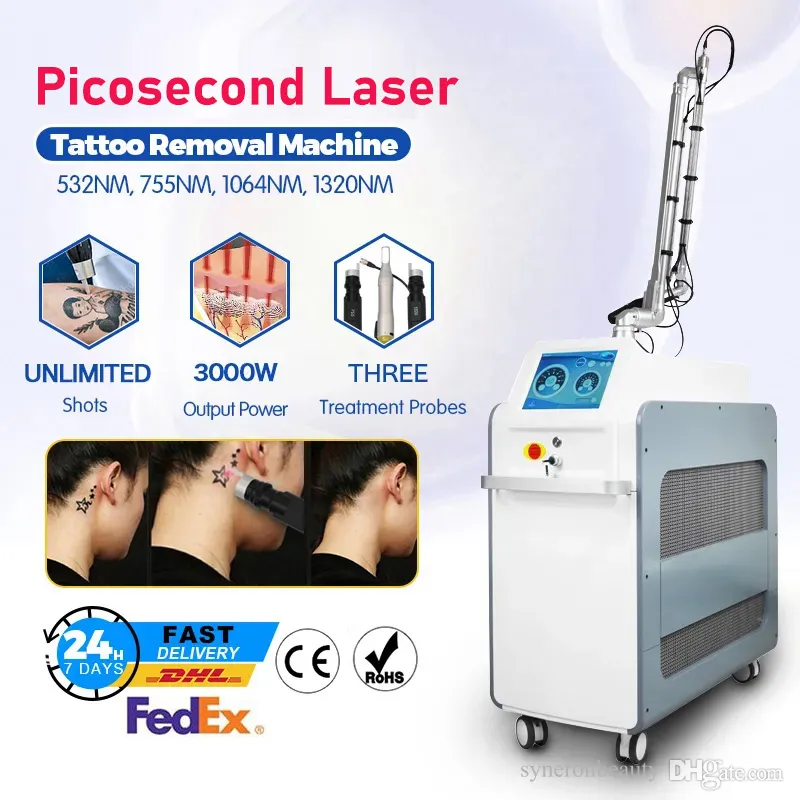 Picosecond Laser met Diode Laser Tattoo Verwijdering Nd Yag Laser Sproeten Machine Pico taotoo remover Apparaat 3000 w 2 jaar garantie