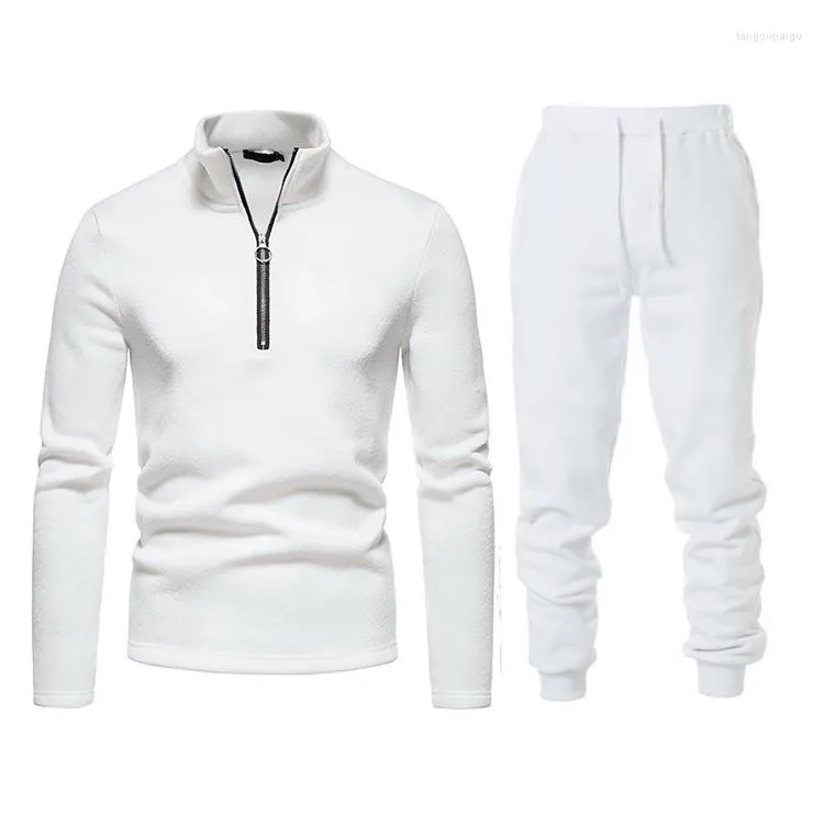 Men's Tracksuits Spring And Autumn Men's Hoodie Front Zipper Design Solid Color High Collar Bottom Coat Mens Sets