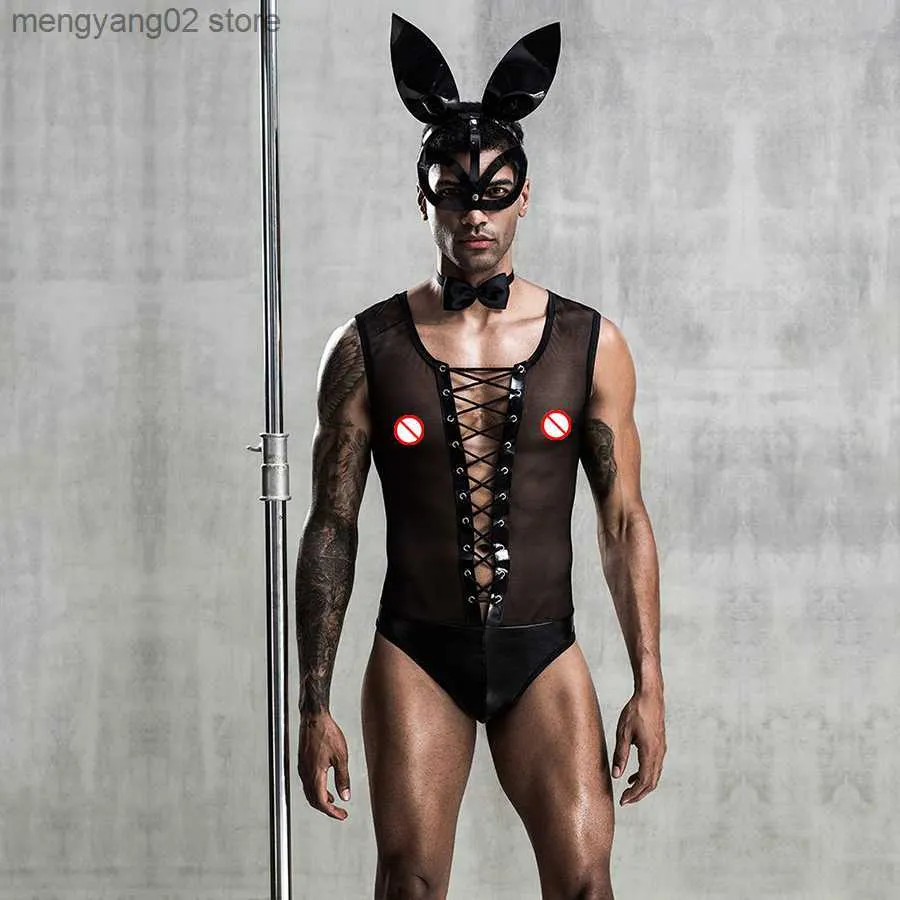 Sexy Set Bunny Men Sexy Erotic Lingerie Outfit Uniforme Cosplay Come Rabbit Body Hot Cool Sex Role Play Porno Vêtements De Nuit pour Hommes T230530