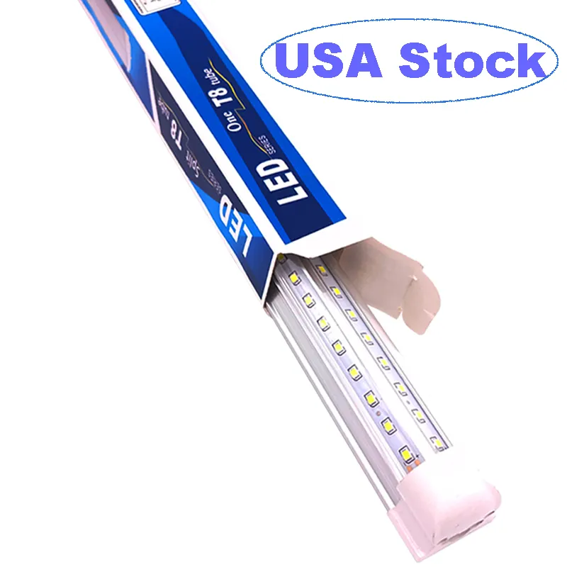 Luci da negozio collegabili da 8FT, 100W 12000LM V-Shape T8 LED Tube Fixture Doppie file, lente trasparente 6000K Sostituzione lampada fluorescente Garage Officina usalight