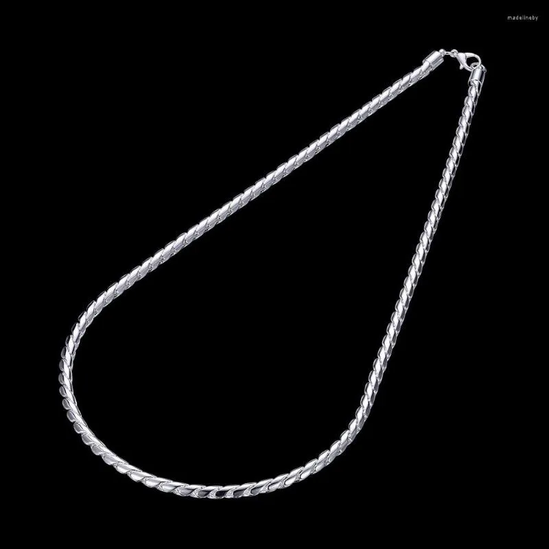 Kedjor Fashion Brand 925 Sterling Silver Necklace Classic Jewelry Personlighet 4mm Twisted Rope Men's 20 Inches Christmas Gifts